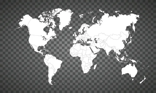 Vector Illustartion White Colored World Map Transparent Background — Stockvektor