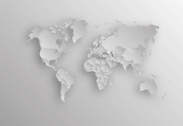 Vector Illustartion Gray Colored World Map Shadow Gray Background — ストックベクタ