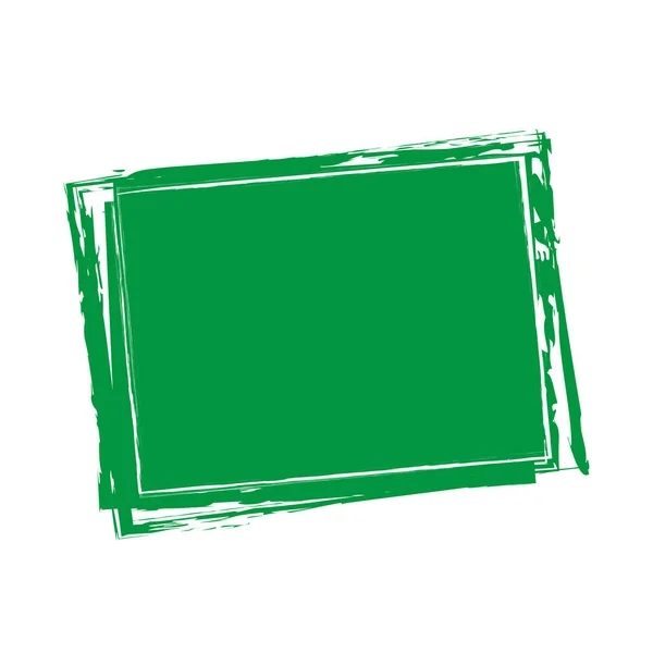 Green Colored Vector Brush Painted Ink Stamp Banner Frame White — Vetor de Stock