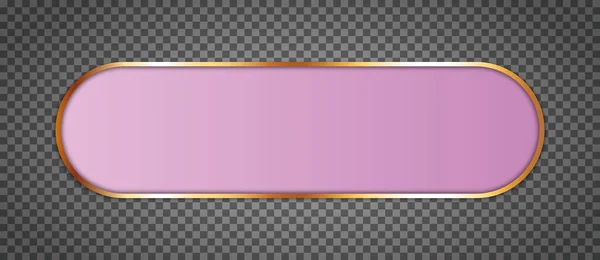 Long Violet Ribbon Banner Button Gold Frame Transparent Background —  Vetores de Stock