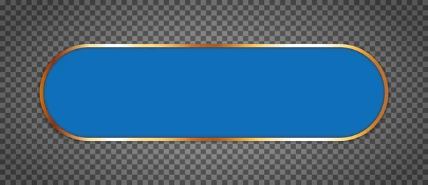 Long Blue Ribbon Banner Button Gold Frame Transparent Background — Vetor de Stock