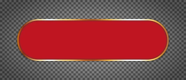 Long Red Ribbon Banner Button Gold Frame Transparent Background — 图库矢量图片