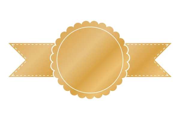 Vector Illustration Gold Colored Award Ribbon Banner White Background — Stock Vector