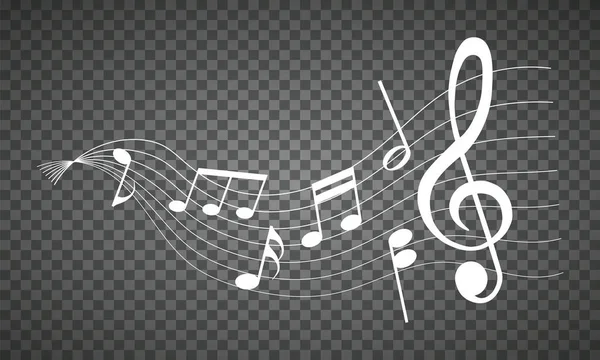 Vektor Lembar Musik Melodi Catatan Musik Pada Latar Transparan - Stok Vektor