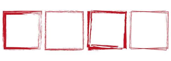 Set Red Colored Vector Illustartion Brush Painted Banner Frames White — Stockvector