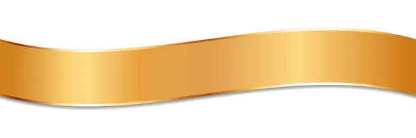 Long Gold Colored Ribbon Banner Gold Frame White Background Vector — Stok Vektör