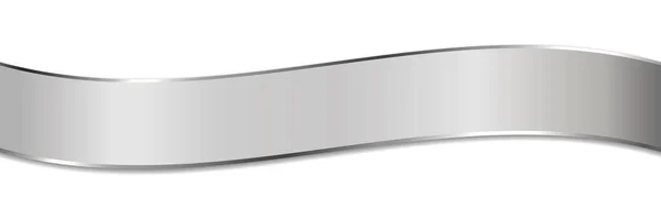 Long Silver Colored Ribbon Banner Silver Frame White Background Vector — Stok Vektör