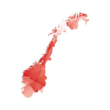 vector illustration of Norway map with red colored geometric shapes
