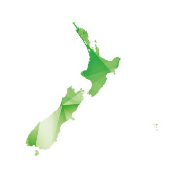 vector illustration of New Zealand map with green colored geometric shapes
