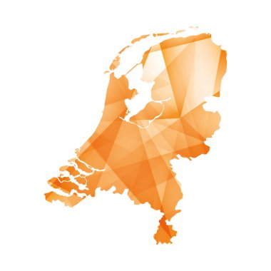 vector illustration of Netherlands map with orange colored geometric shapes