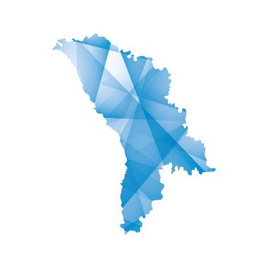 vector illustration of Moldova map with blue colored geometric shapes