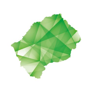 vector illustration of Lesotho map with green colored geometric shapes