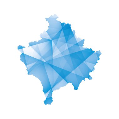 vector illustration of Kosovo map with blue colored geometric shapes