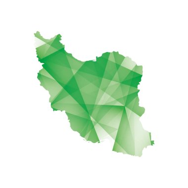 vector illustration of Iran map with green colored geometric shapes
