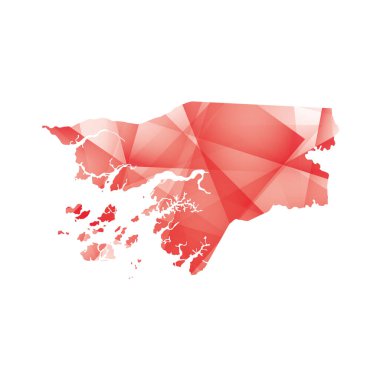 vector illustration of Guinea-Bissau map with red colored geometric shapes