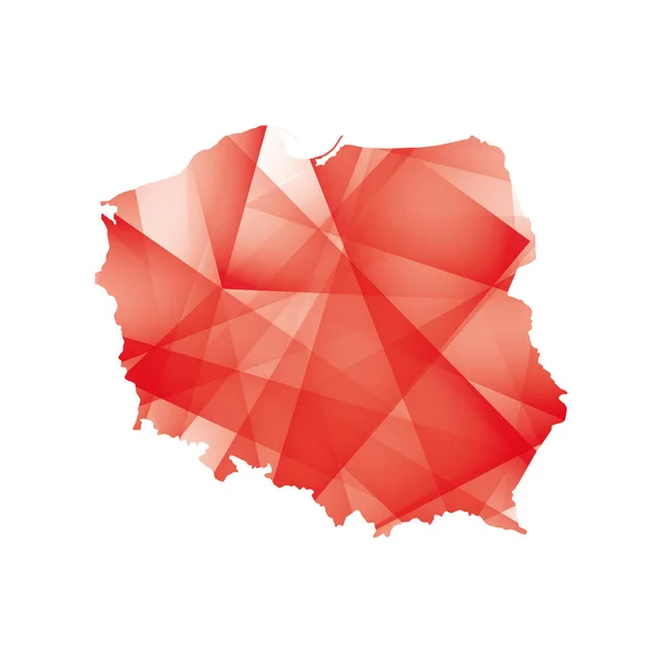Vector Illustration Poland Map Red Colored Geometric Shapes — Stock Vector