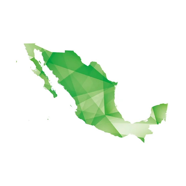 Векторная Иллюстрация Карты Мексики Зелеными Геометрическими Фигурами — стоковый вектор