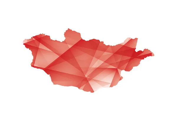 Vector Illustration Mongolia Map Red Colored Geometric Shapes — Vector de stock