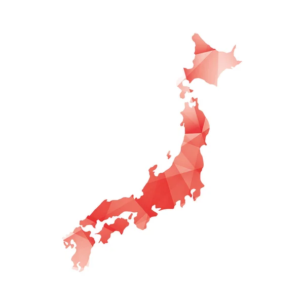 Vector Illustration Japan Map Red Colored Geometric Shapes — Stock Vector