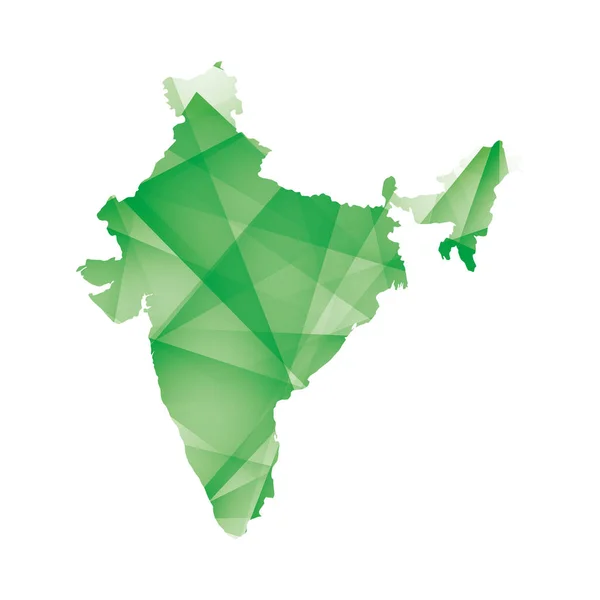Vector Illustration India Map Green Colored Geometric Shapes — Stockvector