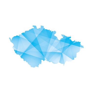 vector illustration of Czech Republic map with blue colored geometric shapes