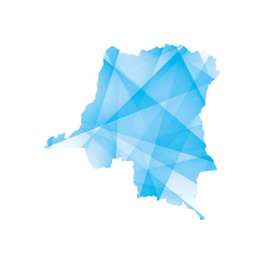 vector illustration of Democratic Republic of the Congo map with blue colored geometric shapes