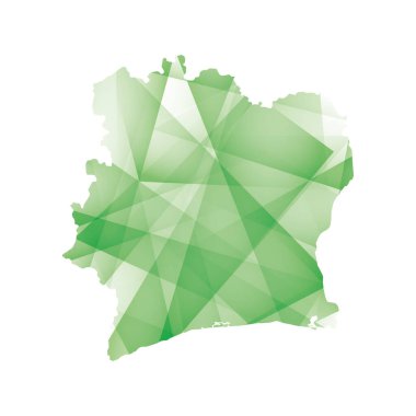 vector illustration of Ivory Coast map with green colored geometric shapes