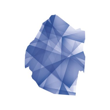 vector illustration of Eswatini map with blue colored geometric shapes