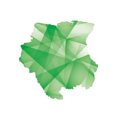 vector illustration of Suriname map with green colored geometric shapes