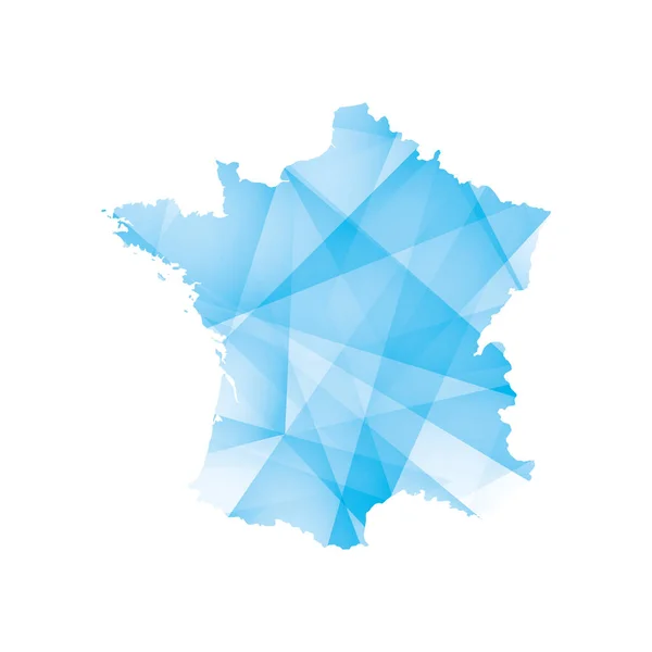 Vector Illustration France Map Blue Colored Geometric Shapes — Stok Vektör