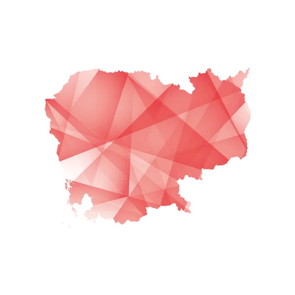 Vector Illustration Cambodia Map Red Colored Geometric Shapes — Vector de stock