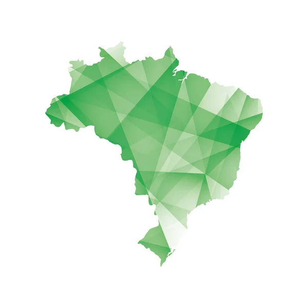Vector Illustration Brazil Map Green Colored Geometric Shapes — Image vectorielle