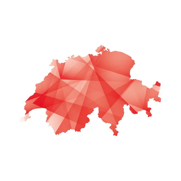 Vector Illustration Switzerland Map Red Colored Geometric Shapes — Vector de stock