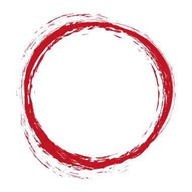 vector brush painted round red colored banner illustration on white background