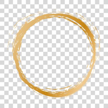 vector brush painted round gold colored banner illustration on transparent background
