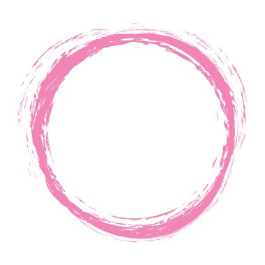 vector brush painted round red colored banner illustration on pink background