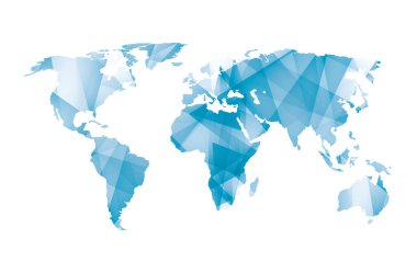 vector illustration of World map with blue colored geometric shapes