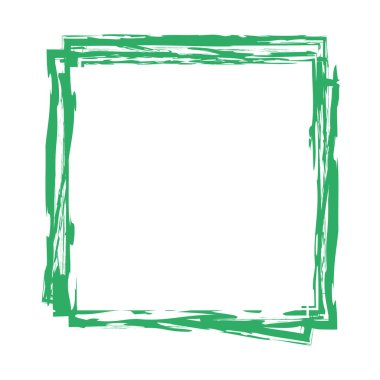green colored vector illustartion of brush painted banner frames on white background