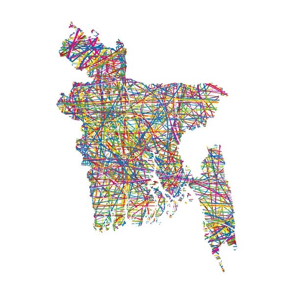 Vektorillustration Einer Mehrfarbig Abstrakt Gestreiften Karte Von Bangladesch — Stockvektor