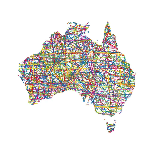 Векторная Иллюстрация Многоцветной Абстрактной Полосатой Карты Австралии — стоковый вектор