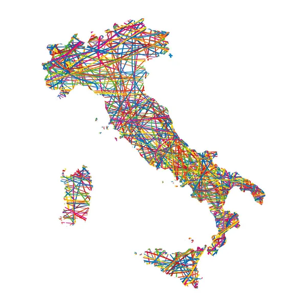 Illustrazione Vettoriale Della Mappa Astratta Strisce Multicolore Dell Italia — Vettoriale Stock