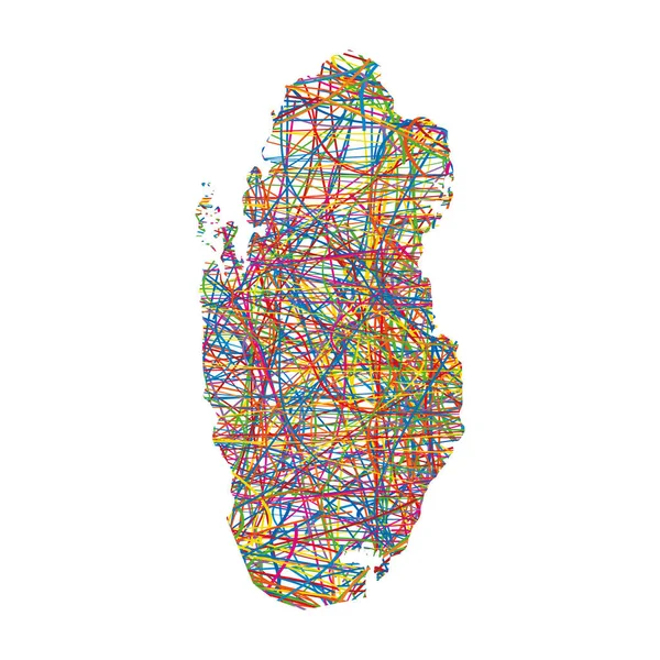 Ilustração Vetorial Mapa Listrado Abstrato Multicolorido Qatar —  Vetores de Stock