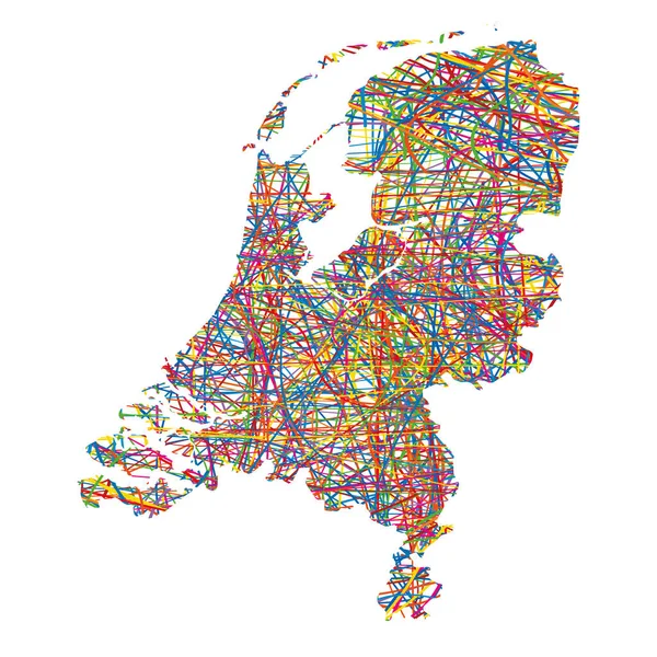 Vector Ilustración Multicolor Abstracto Rayas Mapa Países Bajos — Vector de stock