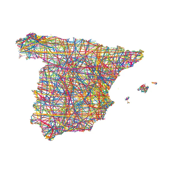 Διανυσματική Απεικόνιση Του Πολύχρωμου Αφηρημένου Ριγέ Χάρτη Της Ισπανίας — Διανυσματικό Αρχείο