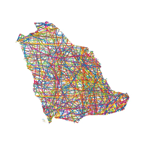 Векторная Иллюстрация Многоцветной Абстрактной Полосатой Карты Саудовской Аравии — стоковый вектор