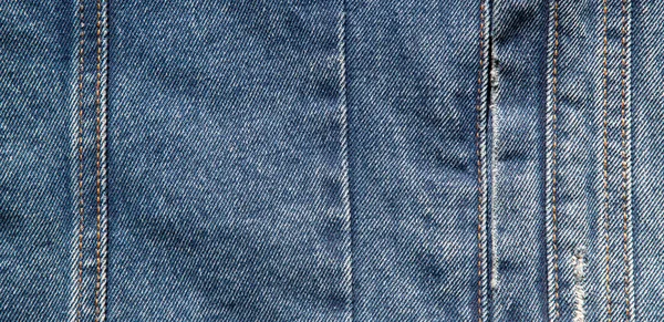 Textur Blå Jeans Denim Tyg Wath Söm Bakgrund — Stockfoto