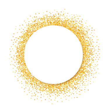 Beyaz arkaplanda altın renkli yıldızların yuvarlak çerçevesi