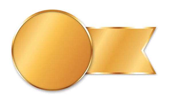 Vector Illustration Gold Colored Award Ribbon Banner White Background — 图库矢量图片