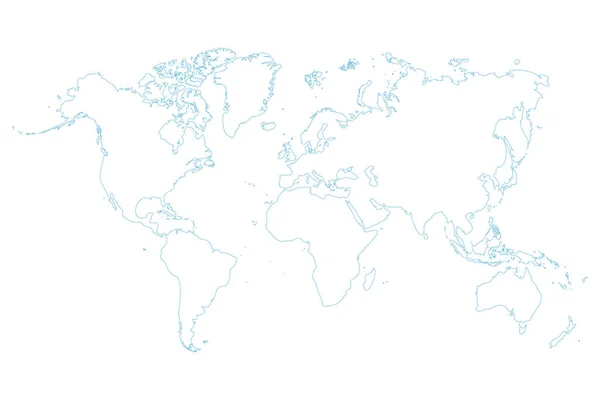 Векторная Иллюстрация Синего Цвета Карты Мира Белом Фоне — стоковый вектор