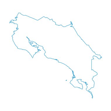 Kosta Rika 'nın mavi renkli dış hat haritasının vektör çizimi